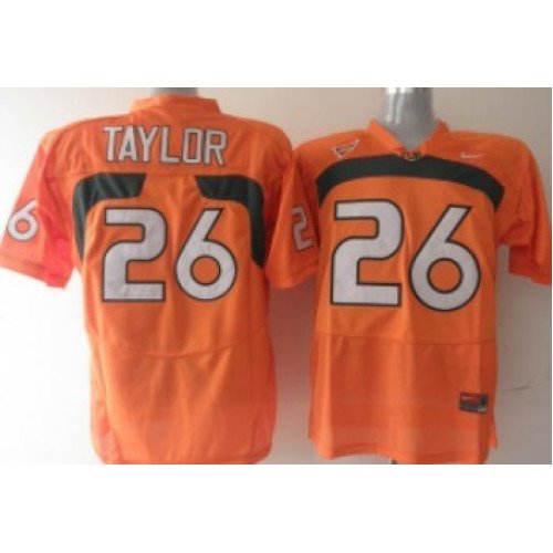 Miami Hurricanes #26 Taylor Orange Jersey