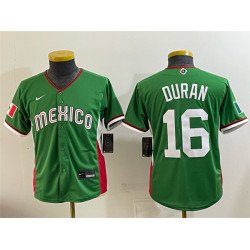 Youth Mexico Baseball #16 Jarren Duran Green 2026 World Baseball Classic Stadium Stitched Baseball Jersey