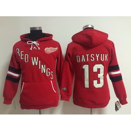 Old Time Hockey Detroit Red Wings #13 Pavel Datsyuk Red Womens Hoodie