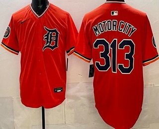 Men's Detroit Tigers #313 Motor City Orange Limited Jersey
