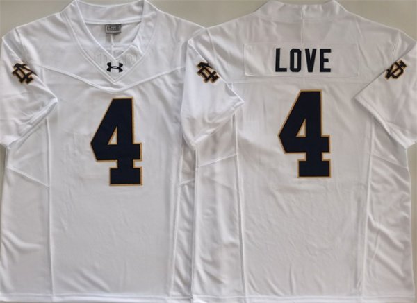 Men's Notre Dame Fighting Irish #4 Jeremiyah Love White 2024 F.U.S.E. Limited Stitched Jersey
