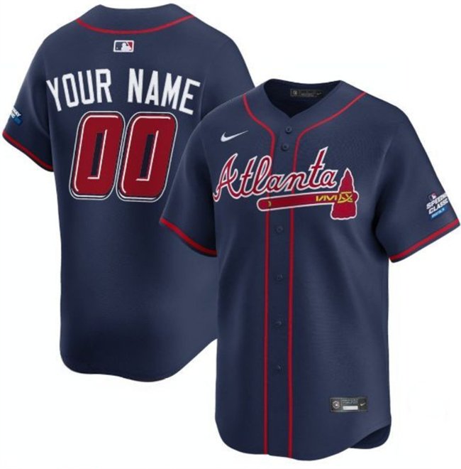 Men's Atlanta Braves Active Player Custom Navy 2025 Speedway Classic Alternate Limited Stitched Baseball Jersey