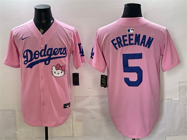 Men's Los Angeles Dodgers #5 Freddie Freeman Pink 2025 Hello Kitty Vapor Limited Stitched Baseball Jersey