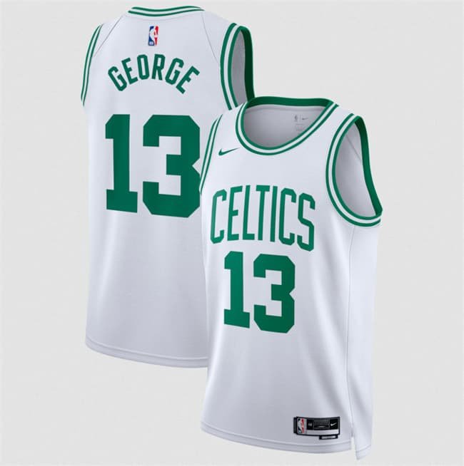 Men's Boston Celtics #13 Paul George White 2026 Association Edition Stitched Basketball Jersey
