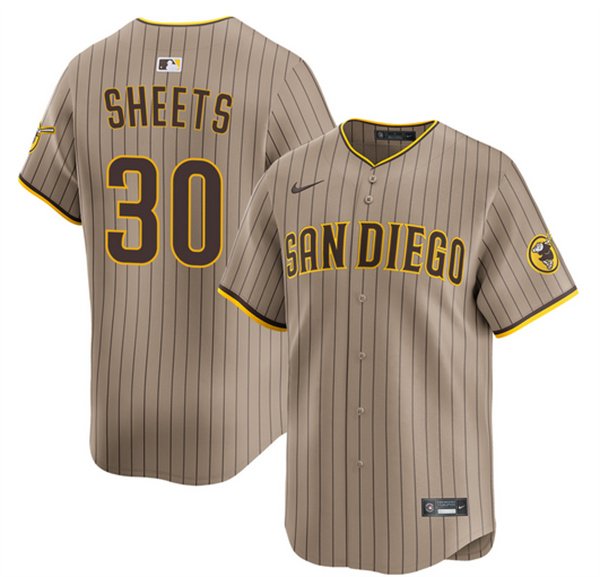 Men's San Diego Padres #30 Gavin Sheets Tan 2026 Alternate Limited Stitched Baseball Jersey