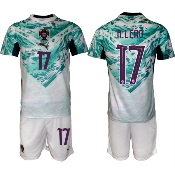 Men's Portugal Team #17 Rafael Le?o Green 2026 World Cup Away Soccer Jersey Suit