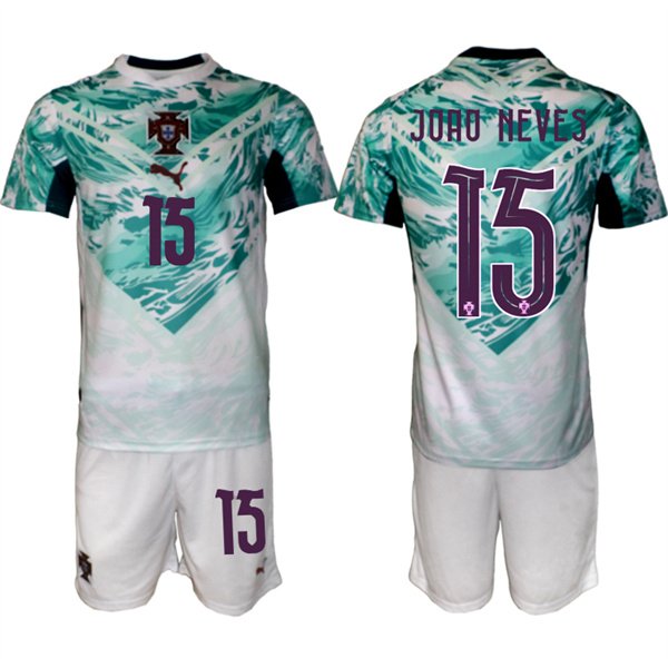 Men's Portugal Team #15 Jo?o Neves Green 2026 World Cup Away Soccer Jersey Suit