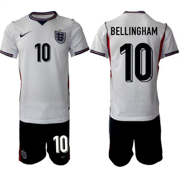 Men's England #10 Jude Bellingham 2026 White Home Soccer Jersey Suit