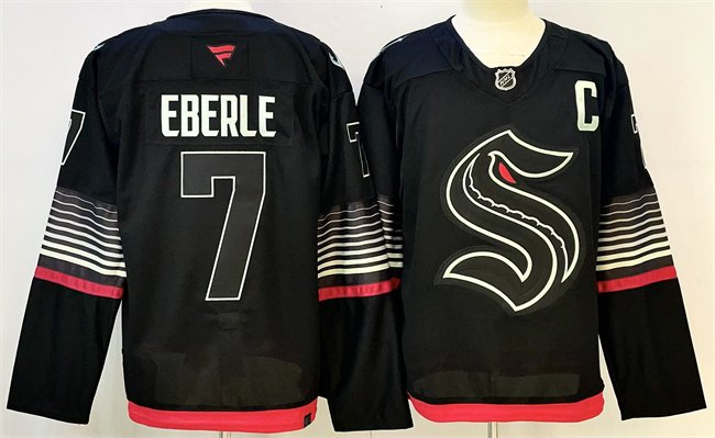 Men's Seattle Kraken #7 Jordan Eberle Black 2026 Alternate Stitched Hockey Jersey