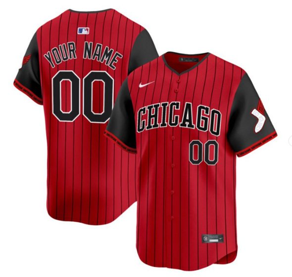 Men's Chicago White Sox Active Player Custom Red Black 2025 City Connect Limited Stitched Baseball Jersey