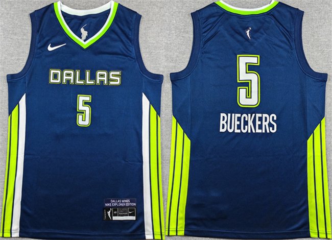 Men's Dallas Wings #5 Paige Bueckers Navy Stitched Basketball Jersey