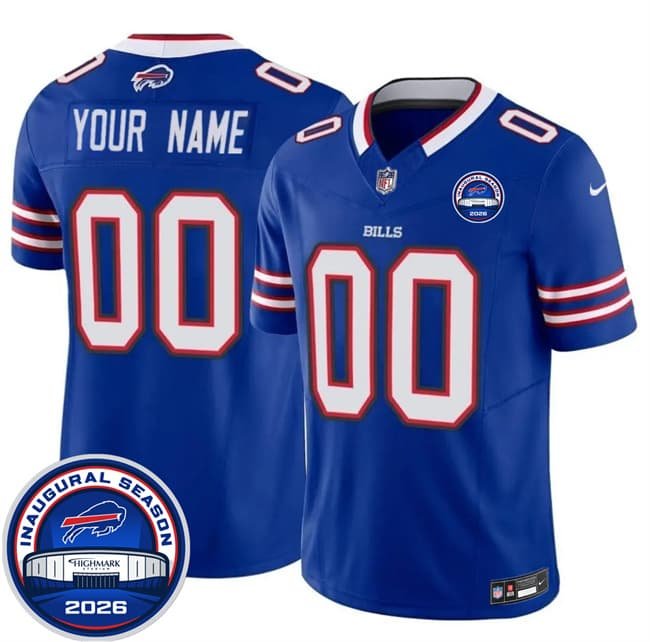 Men's Buffalo Bills Active Player Custom Blue F.U.S.E. 2026 Inaugural Season at Highmark Stadium Football Stitched Jersey