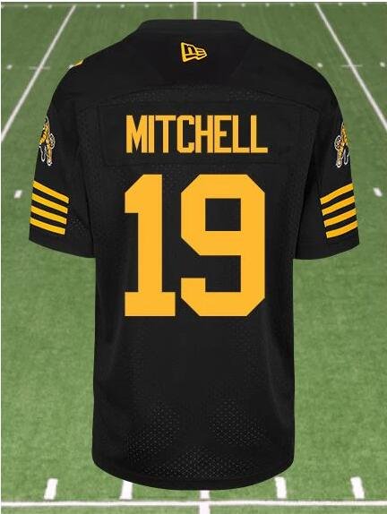 CFL Hamilton tiger cats #19 MITCHELL Black Crested Home Replica Jersey