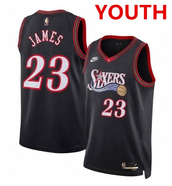 Youth Philadelphia 76ers #23 LeBron James Black 2026 Classic Edition Stitched Jersey