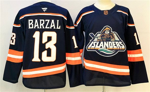 Men's New York Islanders #13 Mathew Barzal Navy 2024-25 Stitched Hockey Jersey