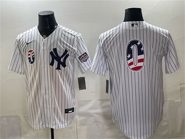 Men's New York Yankees #0 Marcus Stroman White 2026 USA 250 Fourth of July Home Stadium Stitched Baseball Jersey