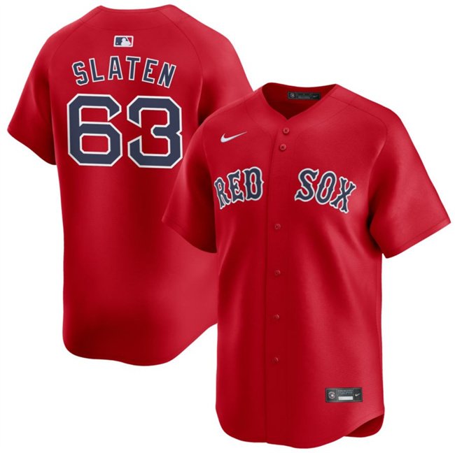 Men's Boston Red Sox #63 Justin Slaten Red 2025 Alternate Limited Stitched Baseball Jersey
