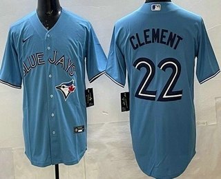 Men's Toronto Blue Jays #22 Ernie Clement Light Blue Cool Base Jersey
