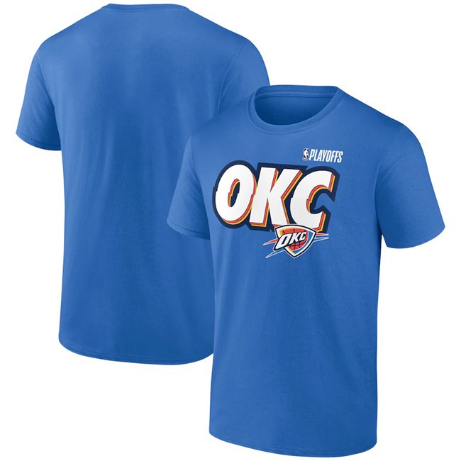 Men's Oklahoma City Thunder Blue 2025 Playoffs OKC Slogan T-Shirt
