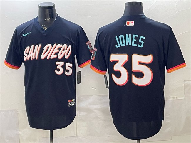 Men's San Diego Padres #35 Randy Jones Obsidian 2026 City Connect Stadium Stitched Baseball Jersey