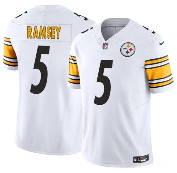 Youth Pittsburgh Steelers #5 Jalen Ramsey White 2023 F.U.S.E. Vapor Untouchable Limited Football Stitched Jersey