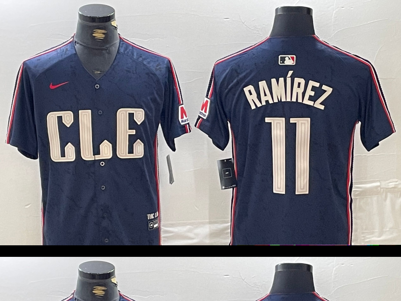 Men's Cleveland Guardians #11 Jose Ramirez Navy 2024 City Connect Limited Stitched Jersey
