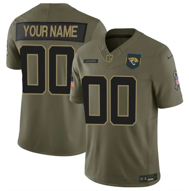 Men's Jacksonville Jaguars Active Player Custom Olive 2025 F.U.S.E. Salute to Service Limited Stitched Football Jersey