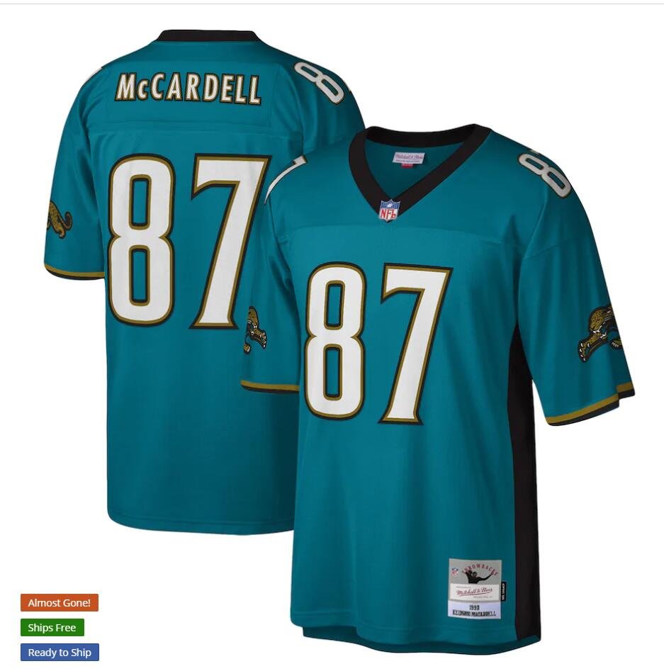 Men's Jacksonville Jaguars #87 Keenan McCardell Mitchell & Ness Teal NFL Throwback Football Jersey