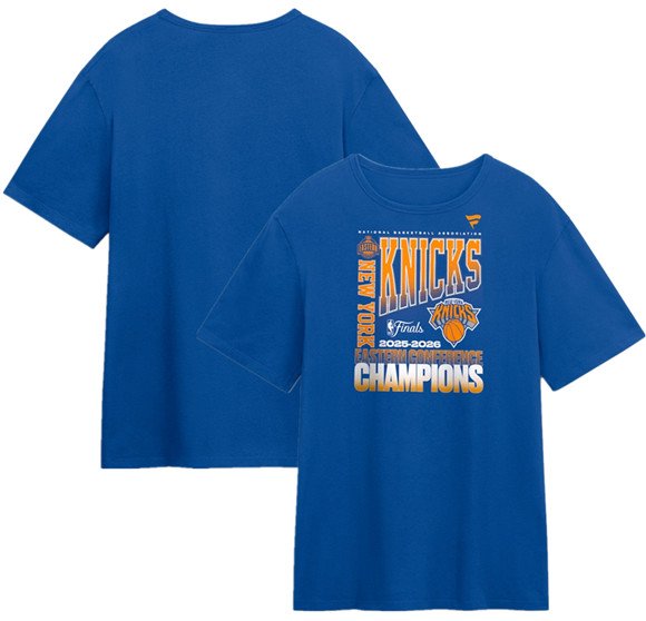 Men's New York Knicks Blue Stacked Block 2026 Eastern Conference Champions T-Shirt