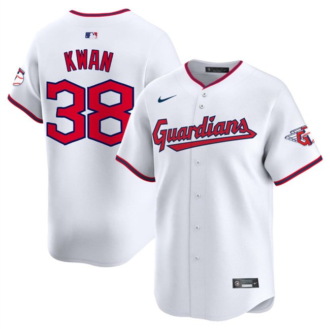 Men's Cleveland Guardians #38 Steven Kwan White Home Limited Stitched Baseball Jersey