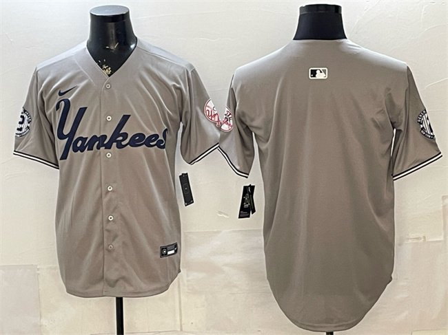 Men's New York Yankees Blank Grey With Patch Limited Stitched Baseball Jersey