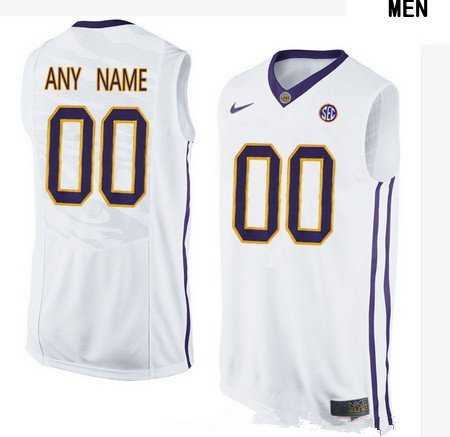 Youth LSU Tigers Custom College Basketball Nike Elite Jersey - White
