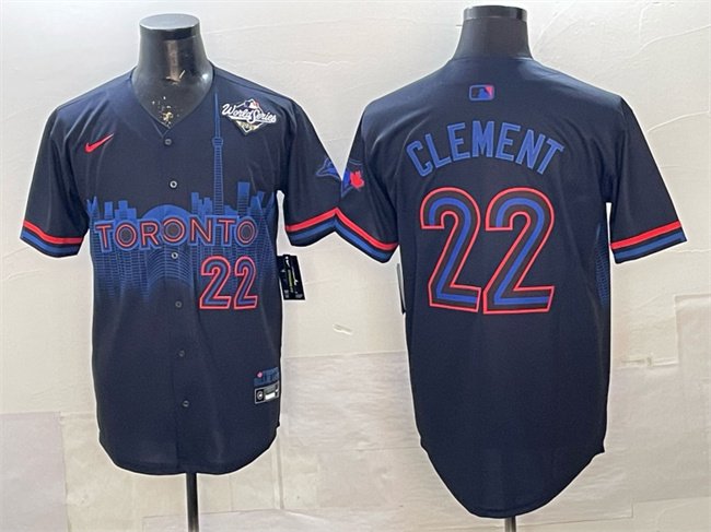 Men's Toronto Blue Jays #22 Ernie Clement Navy 2025 World Series City Connect Limited Stitched Baseball Jersey