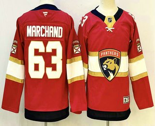 Youth Florida Panthers #63 Brad Marchand Red Authentic Jersey