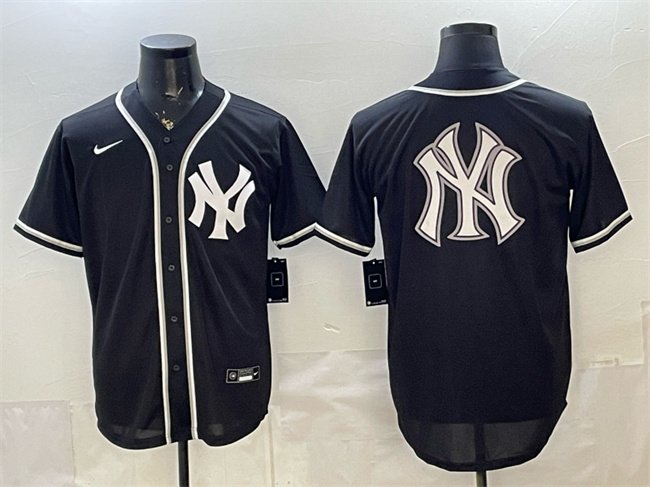 Men's New York Yankees Team Big Logo 2026 Fashion Replica Black Out Stitched Baseball Jersey