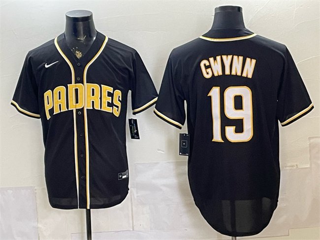 Men's San Diego Padres #19 Tony Gwynn 2026 Fashion Replica Black Out Stitched Baseball Jersey
