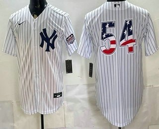Men's New York Yankees #54 Max Fried White 2026 USA 250 Fourth of July Home Stadium Stitched Jersey