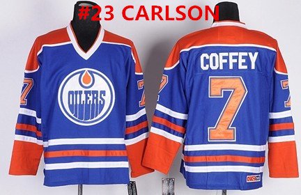 Men's Edmonton Oilers #23 CARLSON Royal Blue Throwback CCM Jersey