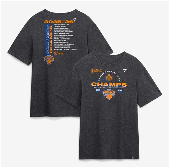 Men's New York Knicks Heather Charcoal 2026 Eastern Conference Champions Roster T-Shirt