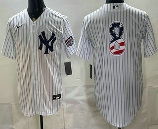 Men's New York Yankees #8 Yogi Berra White 2026 USA 250 Fourth of July Home Stadium Stitched Jersey