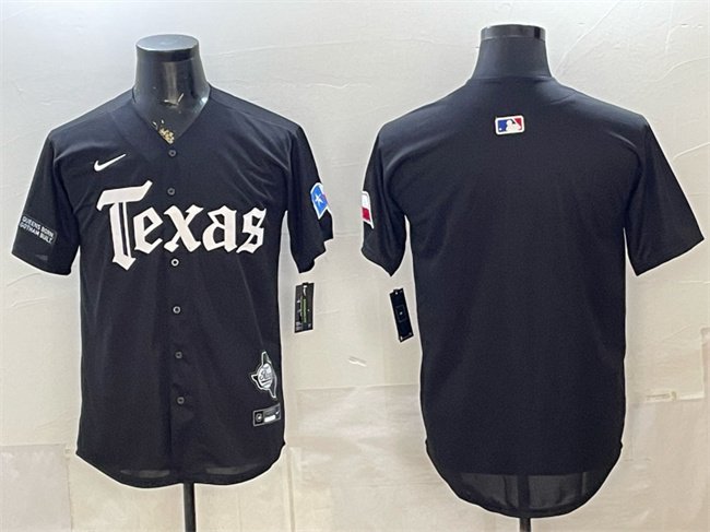 Men's Texas Rangers Blank Black Gothic Mexico 2025 Vapor Premier Limited Stitched Baseball Jersey