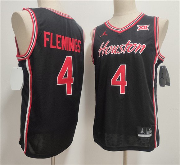 Men's Houston Cougars #4 Kingston Flemings Black 2026 Stitched Football Jersey
