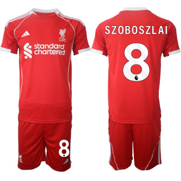 Men's Liverpool #8 Dominik Szoboszlai 2025 Red Home Soccer Jersey Suit