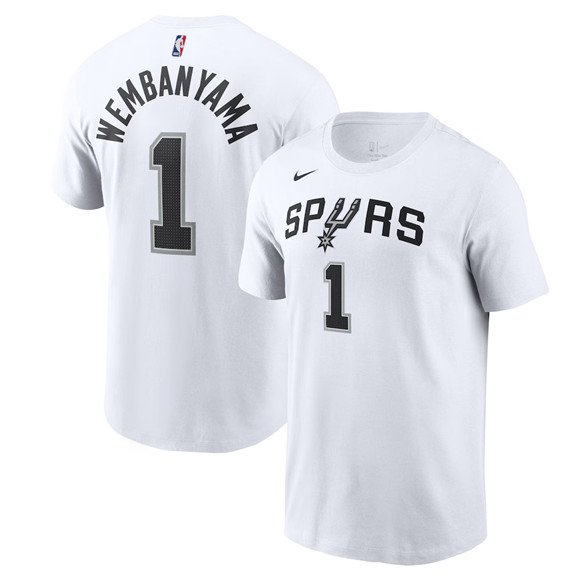 Men's San Antonio Spurs #1 Victor Wembanyama White Playmaker Name & Number T-Shirt