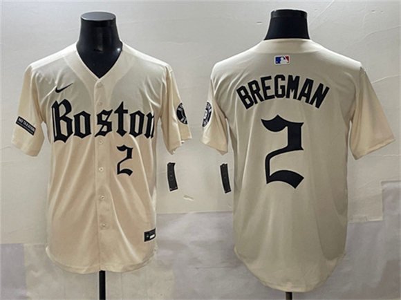 Men's Boston Red Sox #2 Alex Bregman Cream Gothic Vapor Limited Stitched Baseball Jersey