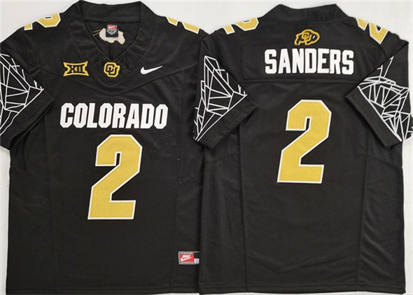 Men's Colorado Buffaloes #2 Shadeur Sanders Black With XII Patch 2025 F.U.S.E. Stitched Football Jersey