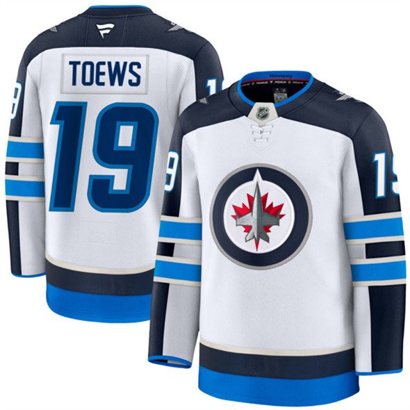 Men's Winnipeg Jets #19 Jonathan Toews White 2024-25 Away Stitched Hockey Jersey