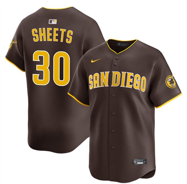 Men's San Diego Padres #30 Gavin Sheets Brown 2026 Road Limited Stitched Baseball Jersey