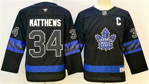 Men's Toronto Maple Leafs #34 Auston Matthews Black 2024-25 Alternate With C Patch Stitched Jersey