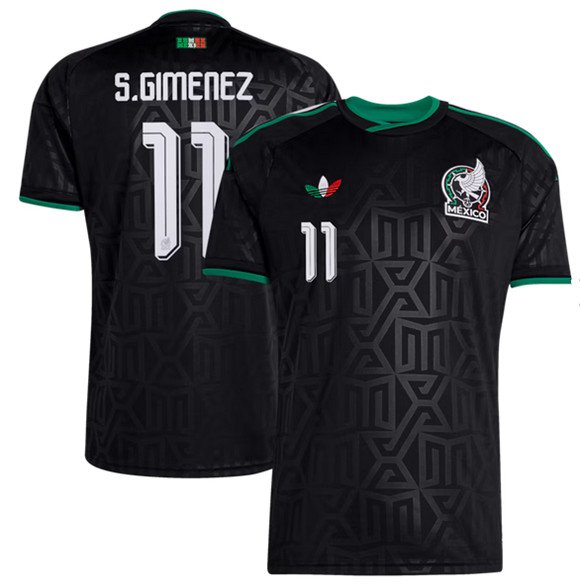 Men's Mexico #11 Santiago Gimenez Black 2026 Soccer Jersey Suit
